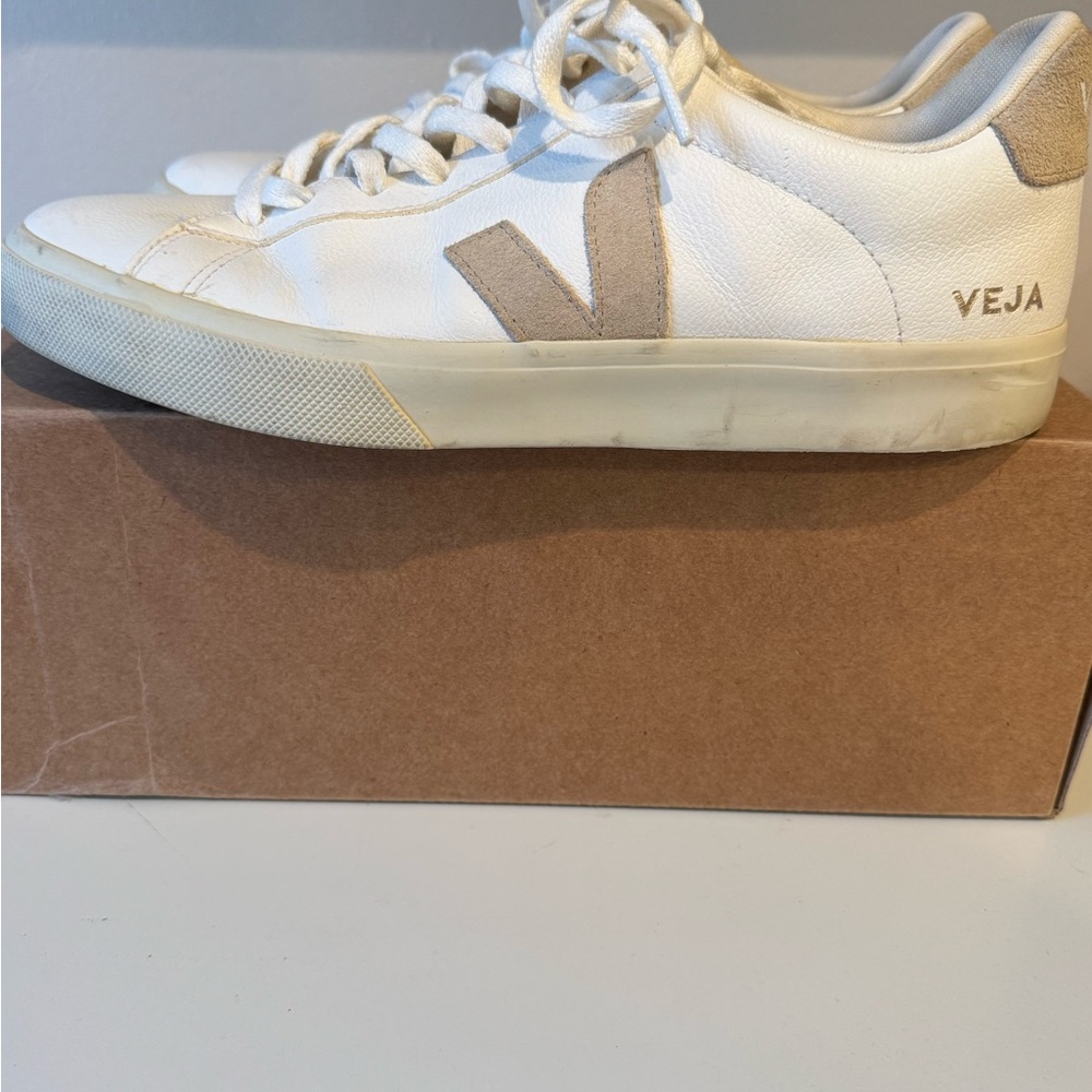 Veja Campo Cream and Tan Sneakers - Picture 6 of 10